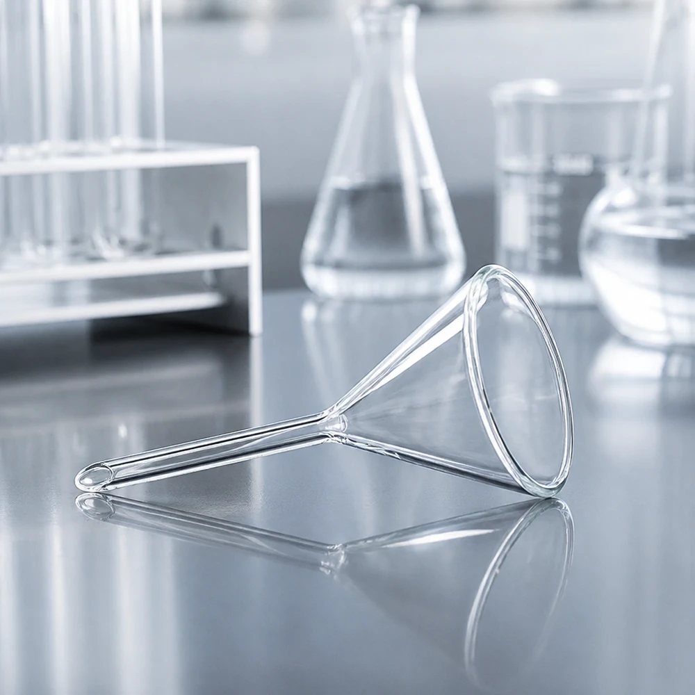 Imbuto Ø 35mm borosilicato angolo 60 stile corto Imbuto da laboratorio trasparente in vetro borosilicato di alta qualità con diametro di 35 mm per lavori di laboratorio professionali