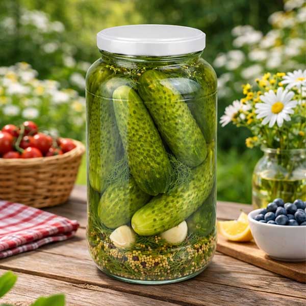 Barattolo rotondo da 1700 ml con coperchio BasicSeal bianco UN..