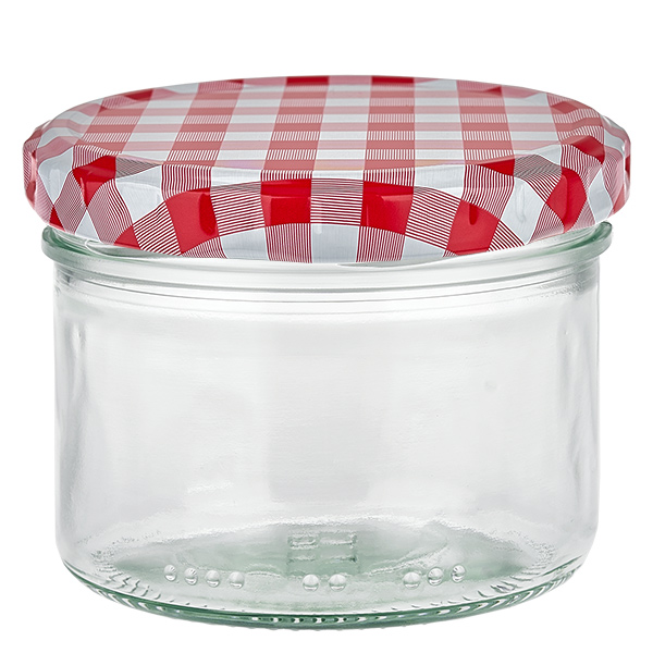 Barattolo cilindrico da 230 ml + coperchio BasicSeal rosso/bianco UN