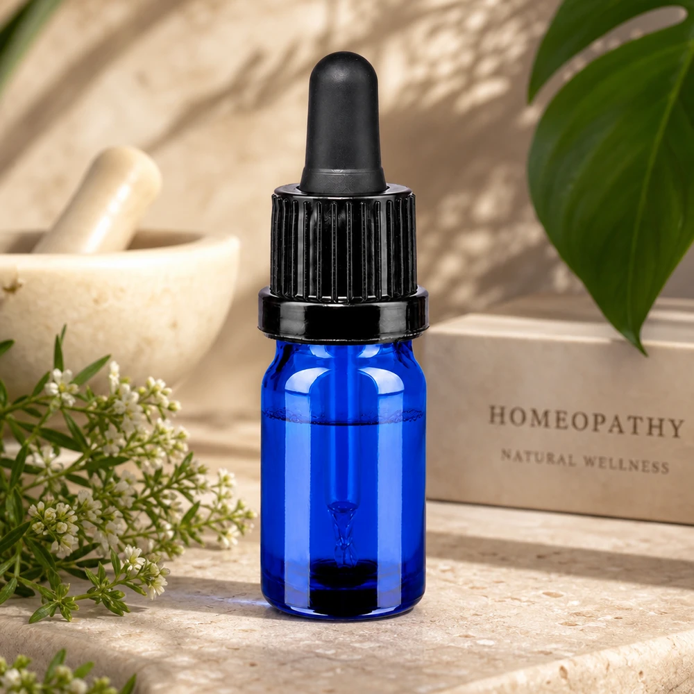 Flacone per pipette da 5 ml nero OV BlueLine UT18/5 Robusto flacone in vetro da 5 ml con contagocce per applicazioni di aromaterapia OV BlueLine UT18/5