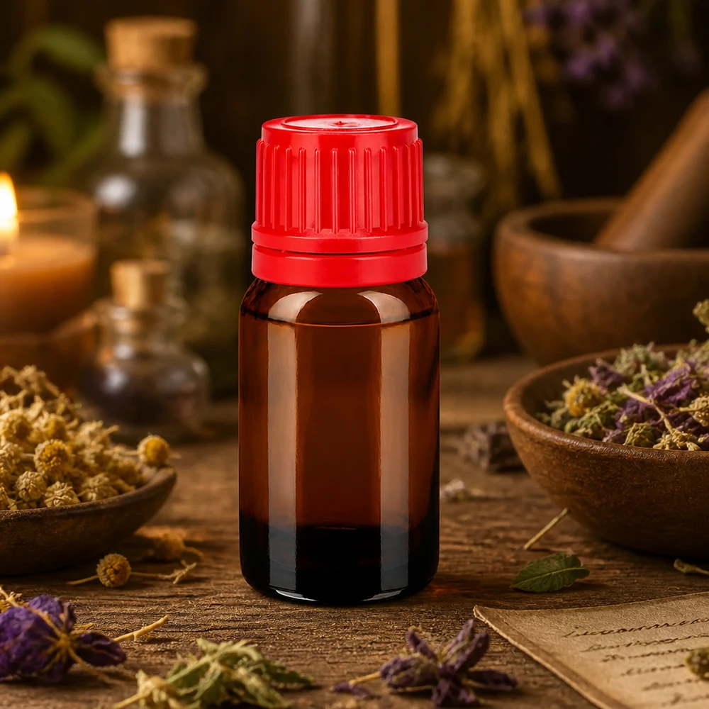 Bottiglia da 10ml 11mm SV rosso OV BrownLine UT18/10 Flacone di alta qualità da 10 ml in vetro marrone con tappo rosso OV per omeopatia e naturopatia