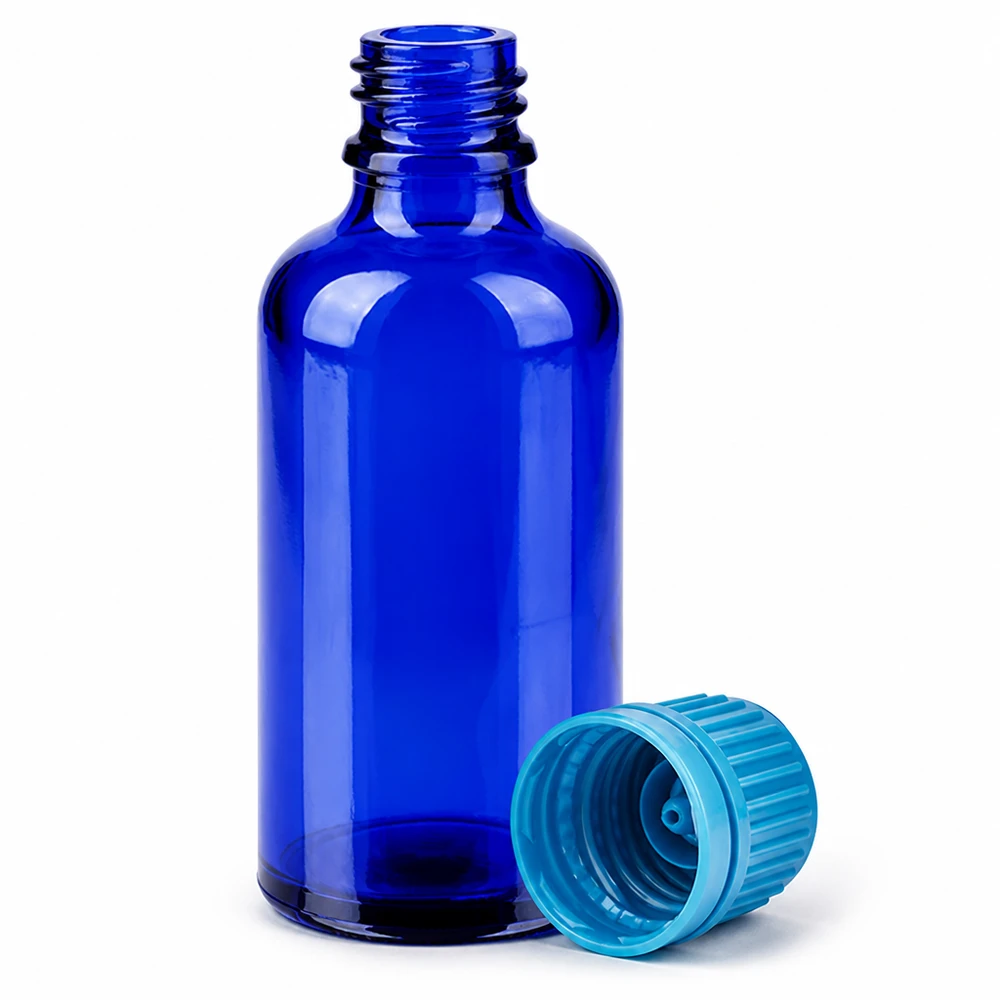 Bottiglia da 50ml 11mm SV blu OV BlueLine UT18/50 Flacone in vetro blu di alta qualità da 50 ml con tappo ermetico per laboratori e farmacie