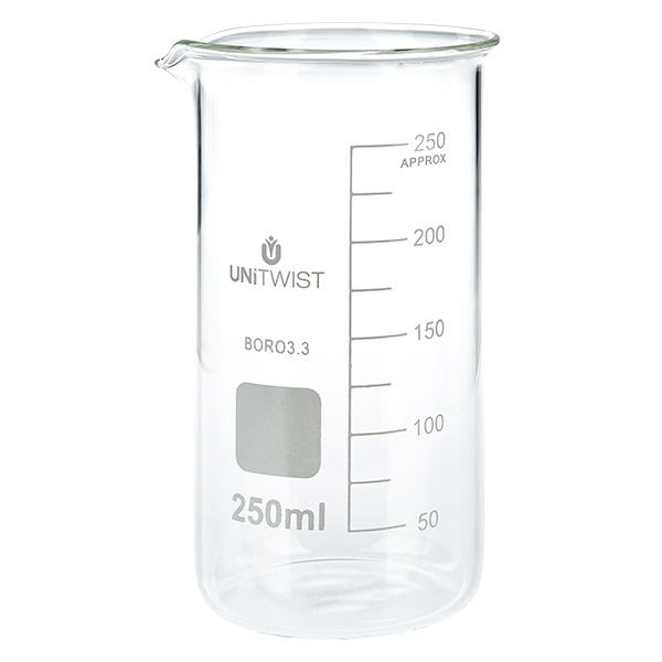 Bicchiere 250ml borosilicato, stampo alto UNITWIST Bicchiere 250ml borosilicato, stampo alto UNITWIST