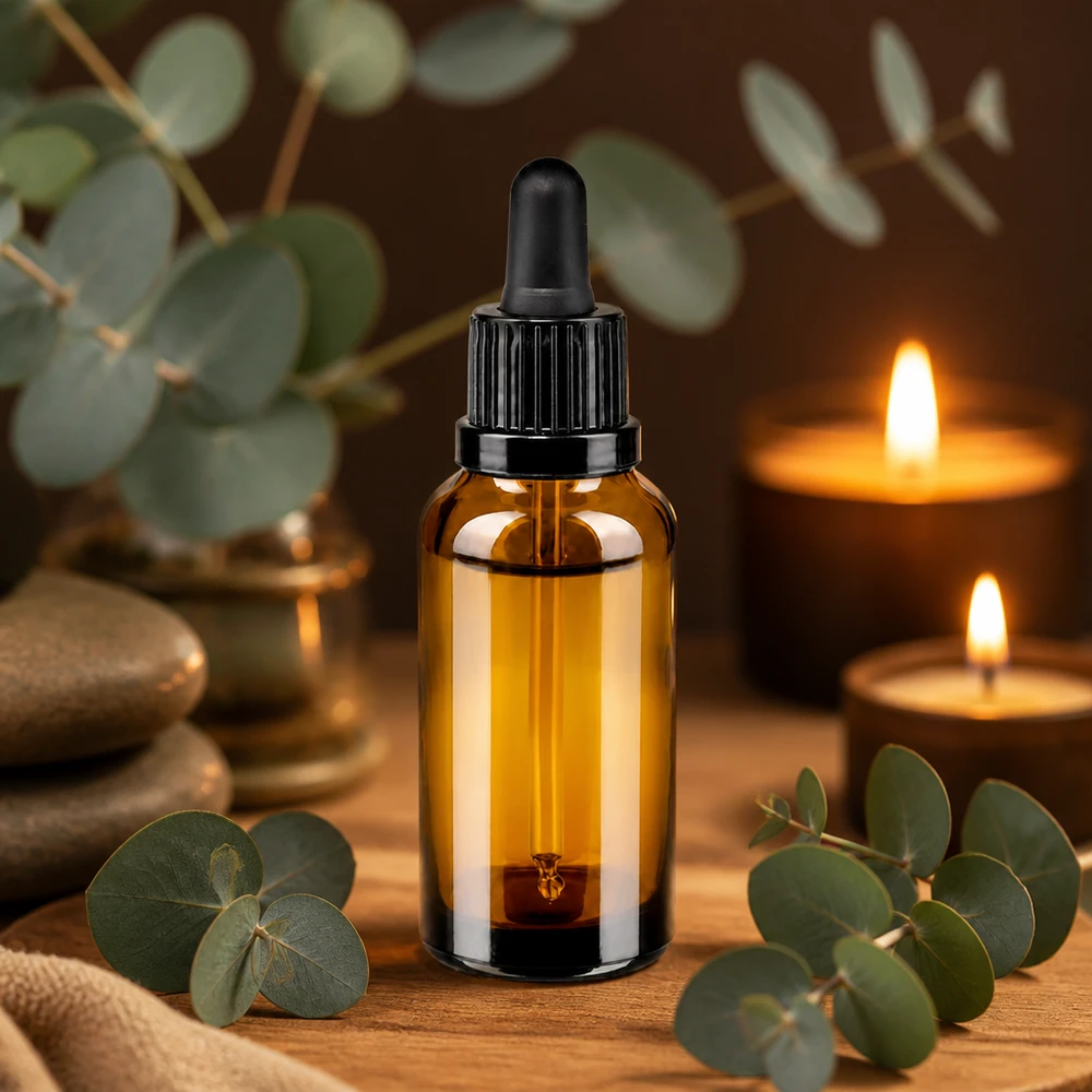 Flacone per pipette da 30 ml nero OV BrownLine UT18/30 Bottiglia in vetro ambrato di alta qualità da 30 ml con attacco per pipetta per il riempimento professionale del prodotto