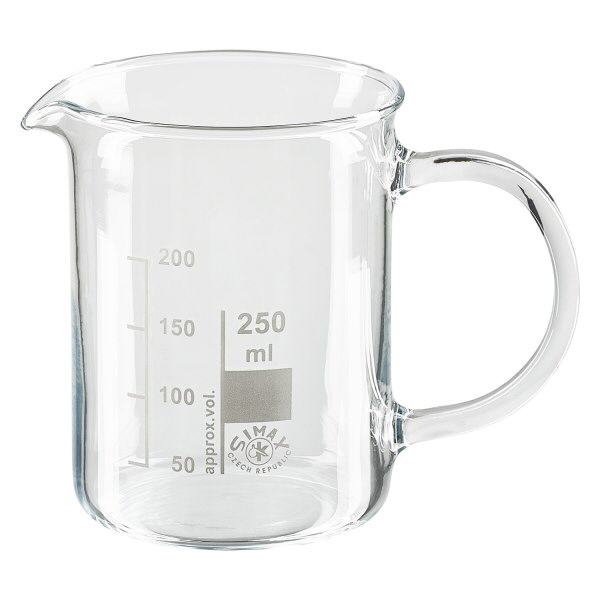 Bicchiere da 250 ml in vetro borosilicato, con manico Bicchiere da 250 ml in vetro borosilicato, con manico