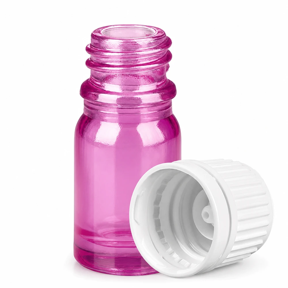 Bottiglia da 5ml tappo a vite 11mm bianco Originality tappo a vite PurpleLine UT18/5 Fiala in vetro premium da 5 ml in colore viola con coperchio rimovibile per oli essenziali e tinture