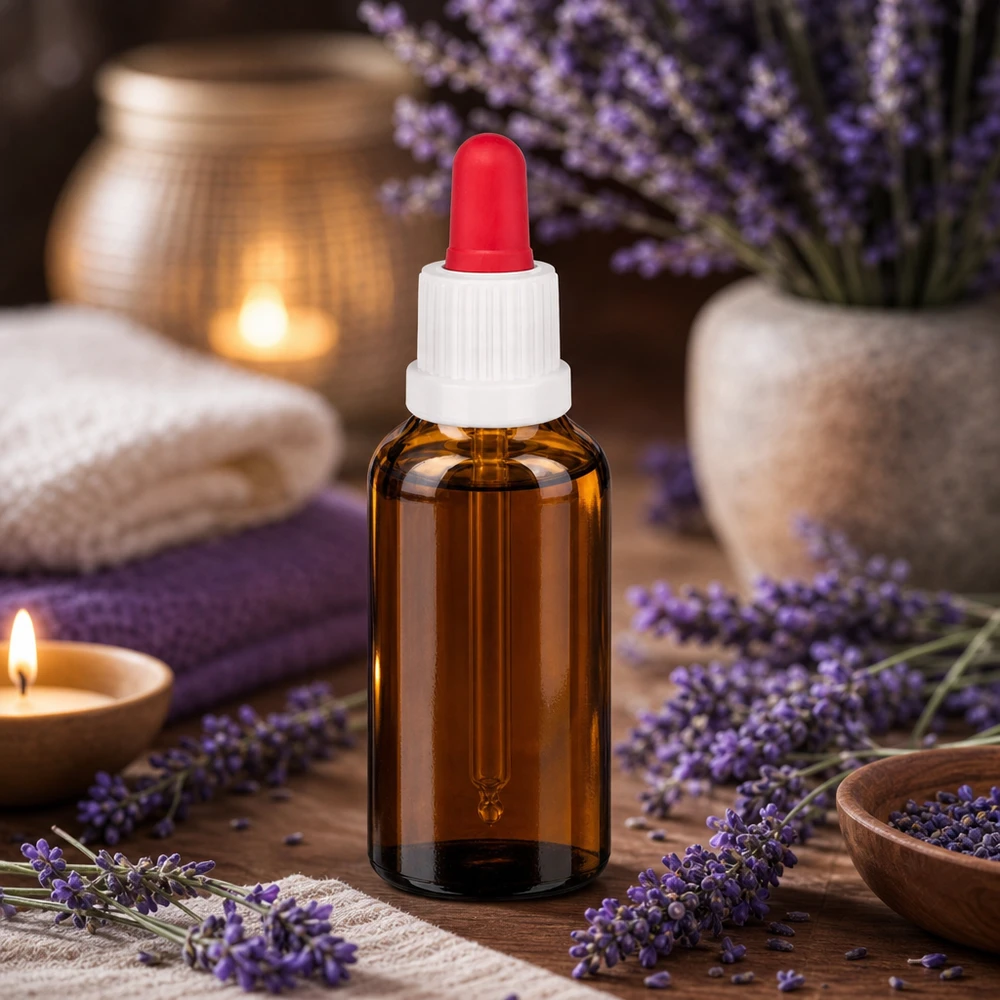 Bottiglia per pipette da 30 ml bianco/rosso OV BrownLine UT18/30 Pratico flacone in vetro da 30 ml con tappo a pipetta ideale per cosmetici fai da te e cosmetici naturali