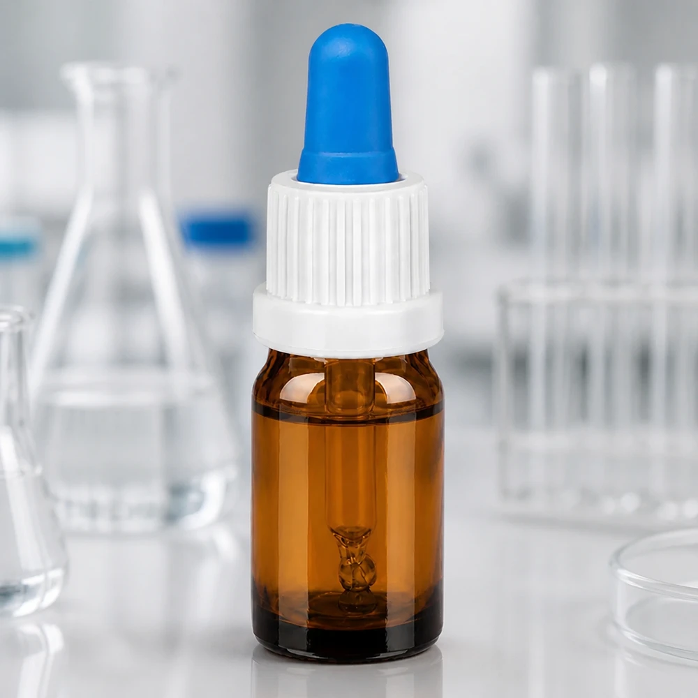 Bottiglia per pipette da 5 ml bianco/blu OV BrownLine UT18/5 Bottiglia per pipette da laboratorio da 5 ml marrone con tappo contagocce preciso per applicazioni professionali