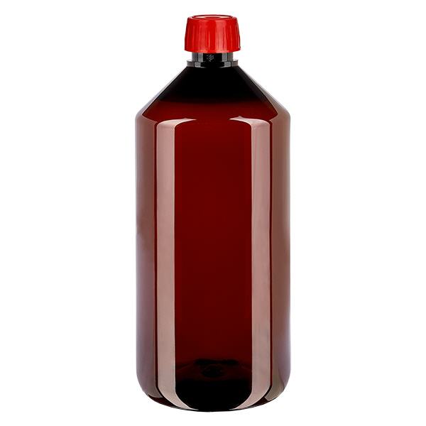 Bottiglia in PET da 1000ml con tappo a vite di degasazione rosso Bottiglia in PET da 1000ml con tappo a vite di degasazione rosso