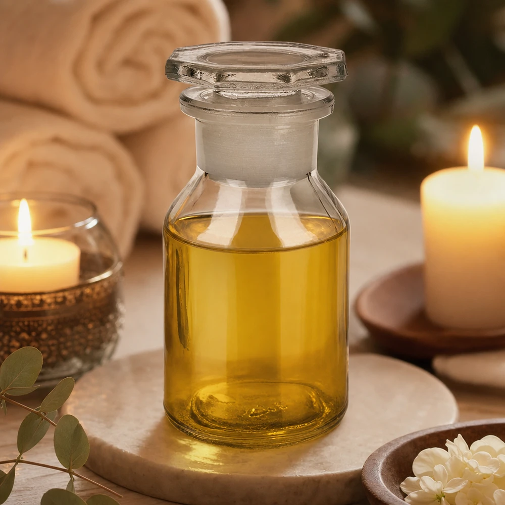 Bottiglia a collo alto 50ml trasparente a collo largo in vetro con tappo Flacone a fondo piatto da 50 ml, trasparente, a collo largo con tappo in vetro, per oli da massaggio e aromaterapia