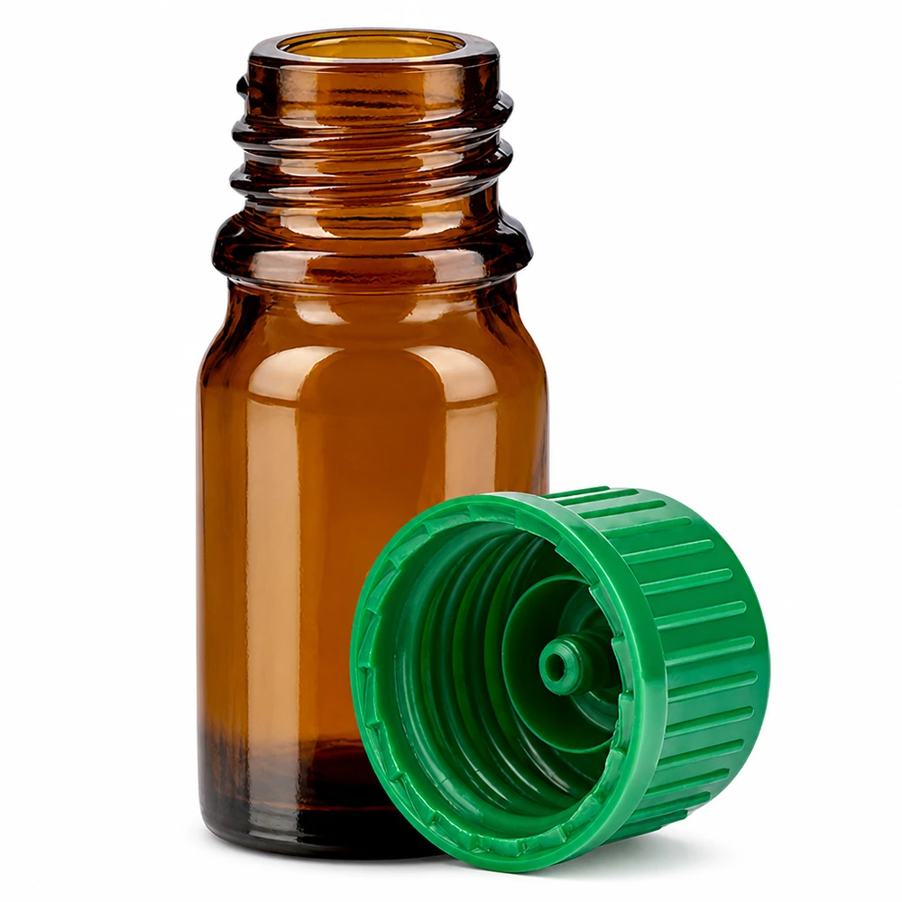 Flacone da 5 ml 11 mm SV verde STD BrownLine UT18/5 Flacone da 5 ml in vetro marrone con tappo verde per aromaterapia e cosmesi