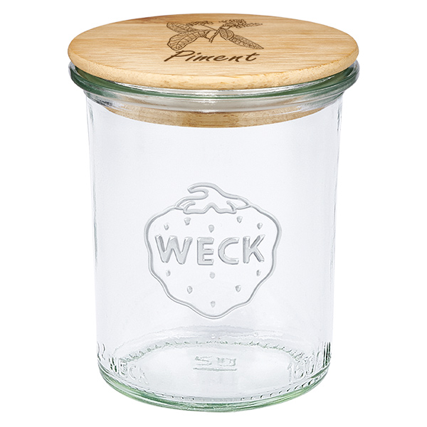 Colonna in legno "Piment" con verre WECK rinverdito 160ml