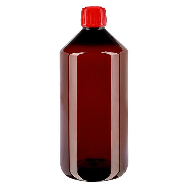 Bottiglia PET 1000ml con tappo rosso OV Bottiglia PET 1000ml con tappo rosso OV