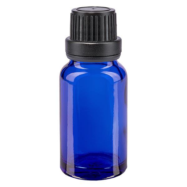 Flacone contagocce blu da 10ml OV nero/2mm ApoGlas