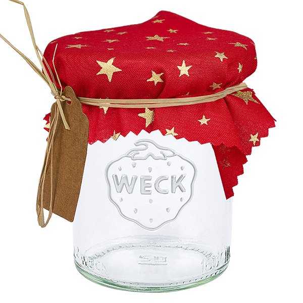 Centrino per gioielli in tessuto rosso "stelle" 12cm quadrato