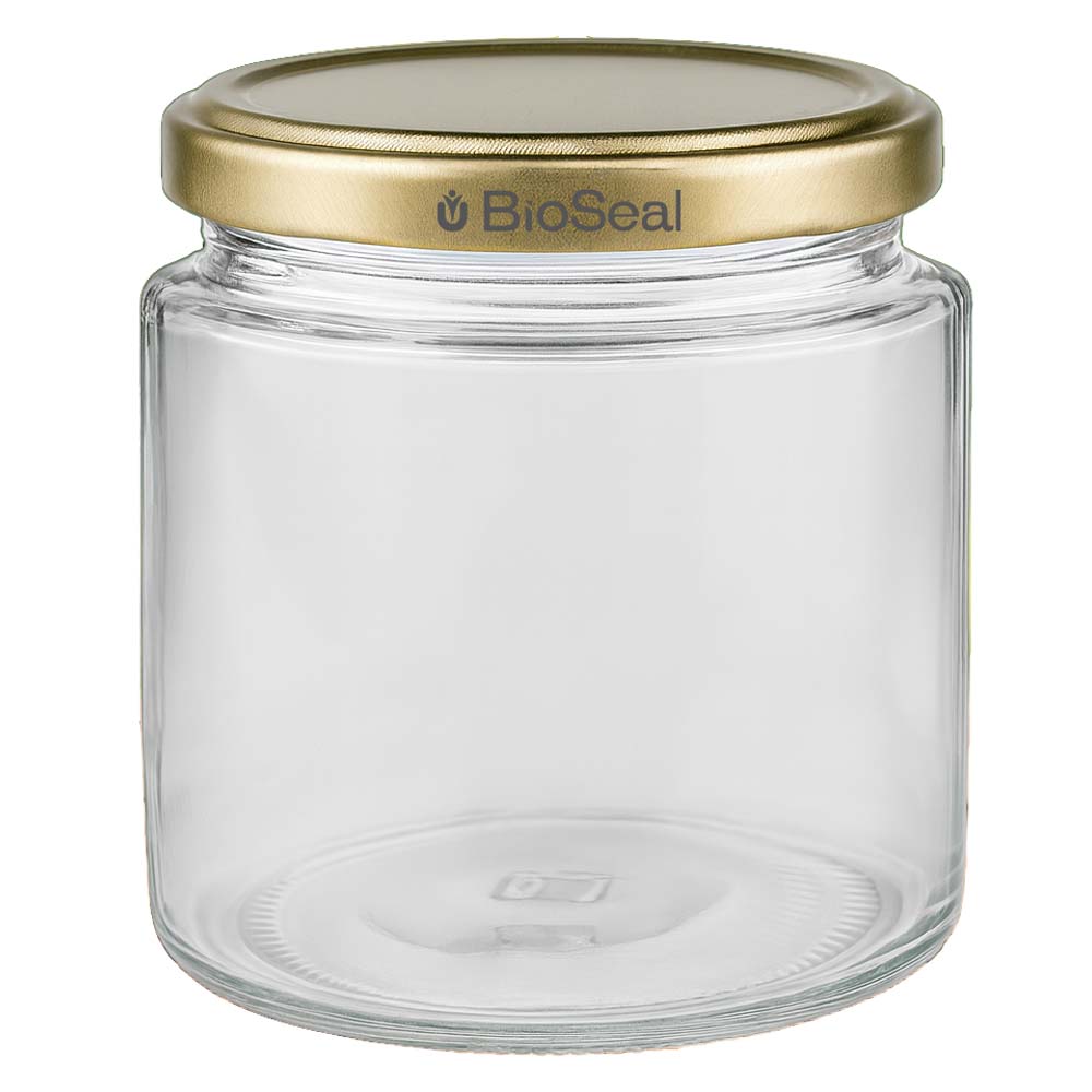 Vasetto per miele da 350 g con capsula dorata BioSeal UNiTWIST