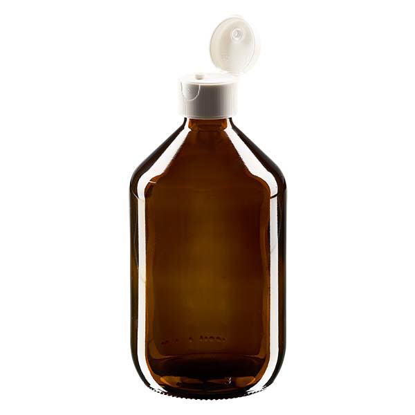 Flacone per medicinali da 500 ml marrone, con tappo flip-top ApoGlas Flacone per medicinali da 500 ml marrone, con tappo flip-top ApoGlas