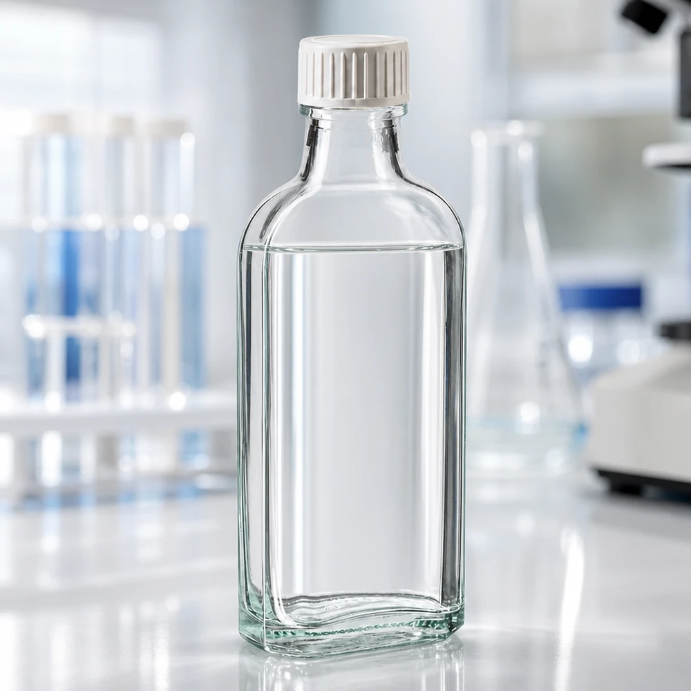 Piccola fiaschetta da laboratorio da 100 ml, trasparente, con inserto in schiuma di PE, per uso in laboratorio