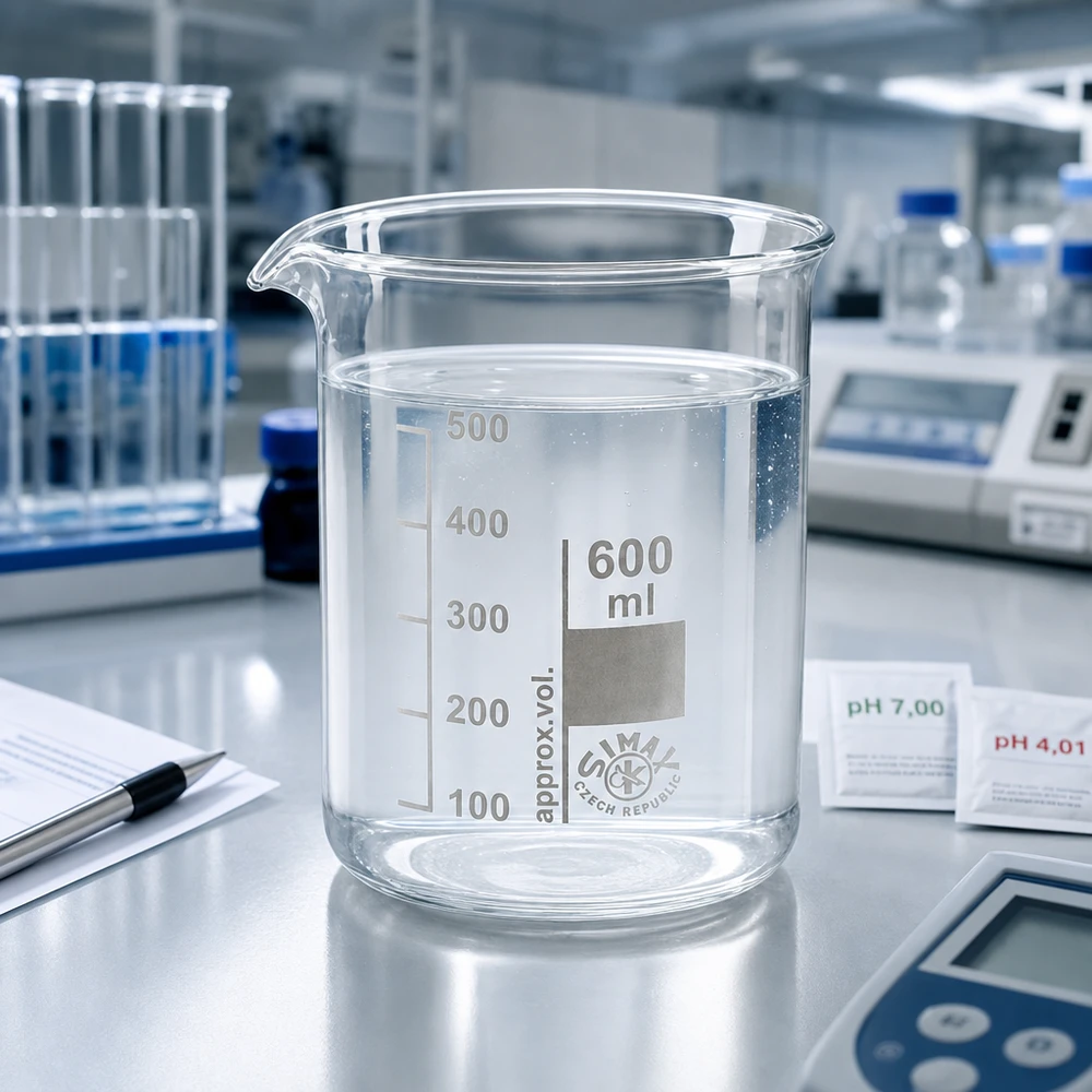 Bicchiere trasparente da 600 ml in vetro borosilicato di forma ridotta per misurazioni professionali in laboratorio
