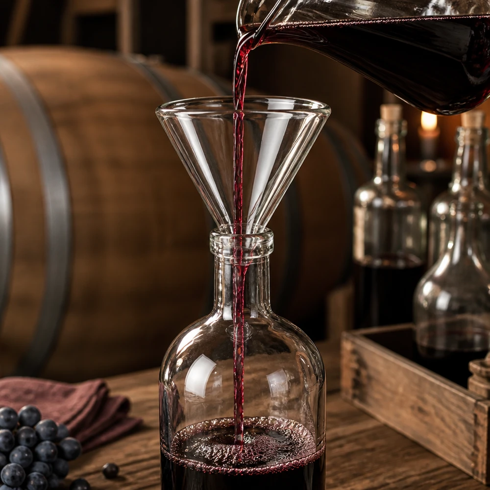 Imbuto Ø 30 mm in calce sodata, angolo 60°, stile corto Imbuto in vetro da laboratorio con manico corto e apertura di 30 mm in robusto vetro soda-lime per una decantazione precisa