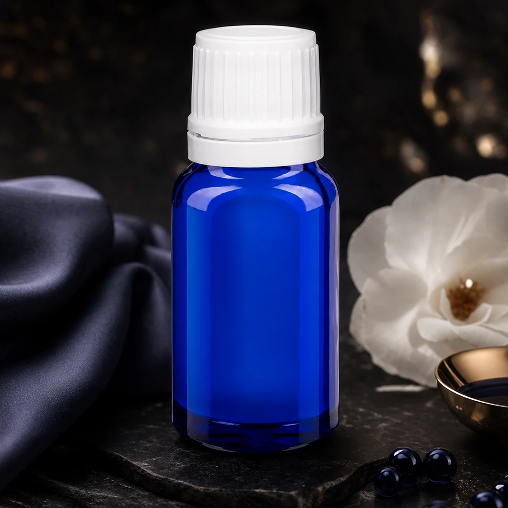 10ml blu Apofl. SV OV bianco/11mm ApoGlas Flacone protettivo dalla luce da 10 ml, blu con tappo bianco, per oli essenziali delicati