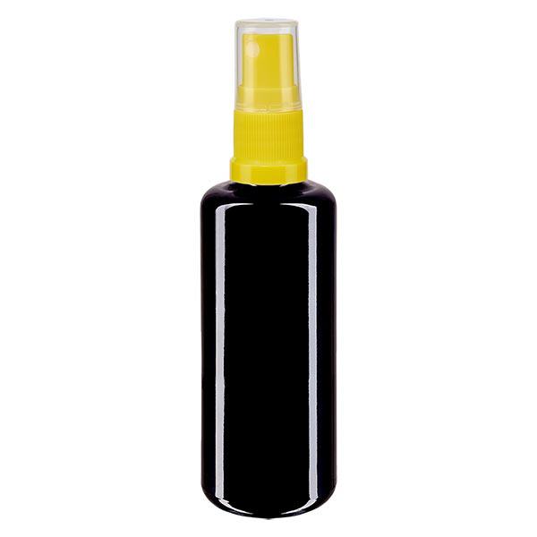 Bottiglia da farmacia viola 100ml con tappo a spruzzo giallo Bottiglia da farmacia viola 100ml con tappo a spruzzo giallo