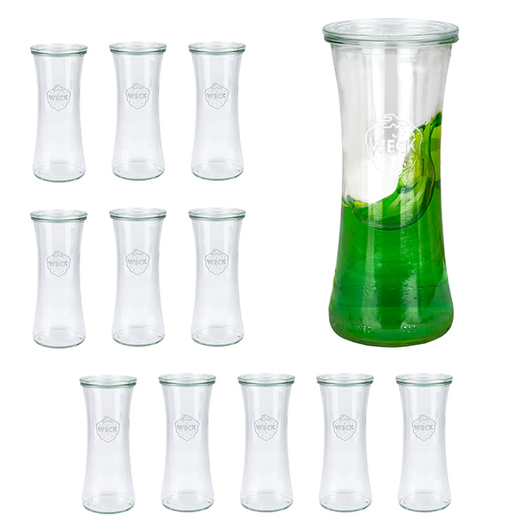 Set di 12 vasetti Weck da 700 ml con coperchio di vetro
