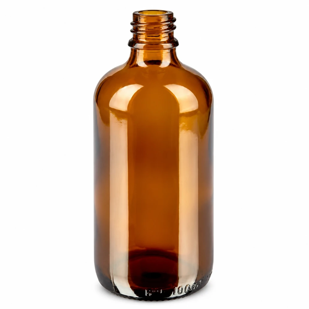 Bottiglia per pipette da 100 ml bianco/rosso OV BrownLine UT18/100 Flacone contagocce BrownLine da 100 ml in vetro ambrato protetto dai raggi UV con tappo a vite