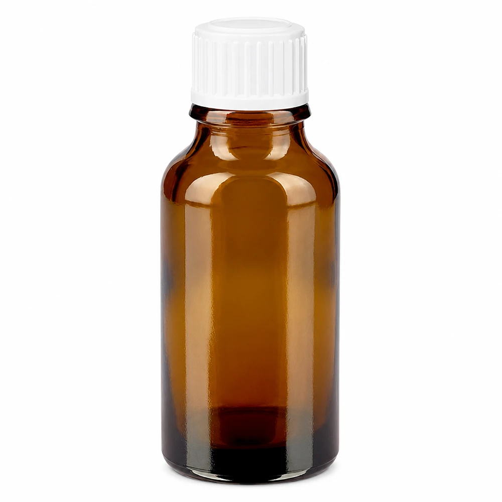 Bottiglia da farmacia marrone da 20ml. SV STD bianco/11mm ApoGlas Flacone da farmacia in vetro marrone da 20 ml con tappo a vite bianco standard da 11 mm