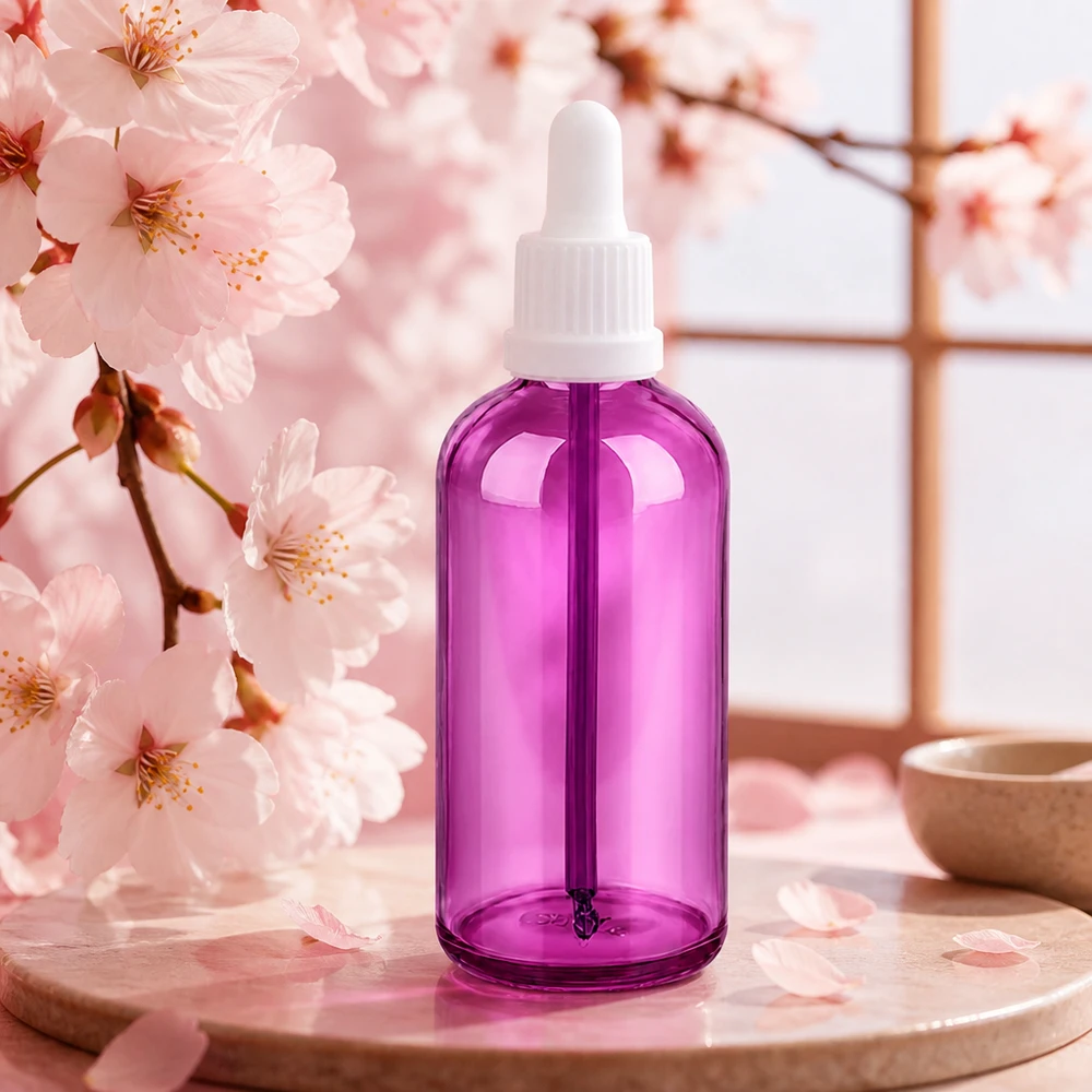 Bottiglia da 100 ml con tappo a vite bianco Originality PurpleLine UT18/100 Bottiglia per pipette PurpleLine da 100 ml in vetro con protezione UV per sostanze sensibili alla luce