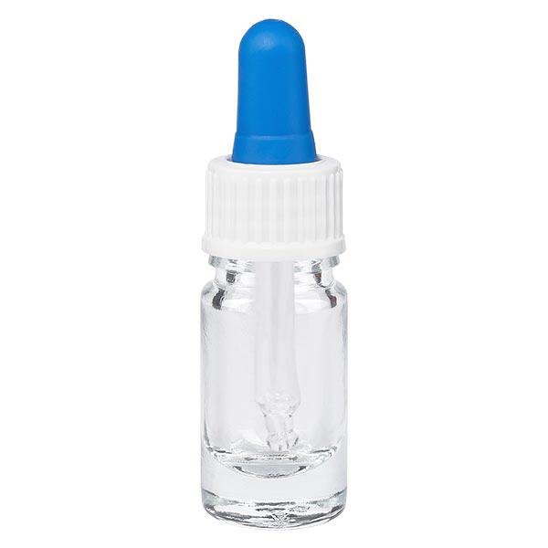 Bottiglia per pipetta trasparente da 5 ml OV bianco/blu ApoGlas