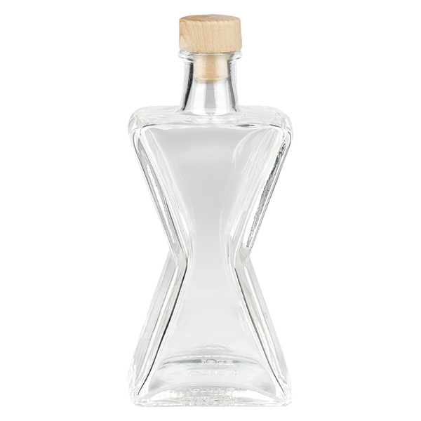 Bottiglia in vetro da 200 ml Persiflage con tappo in sughero con impugnatura in legno UNiTWIST®