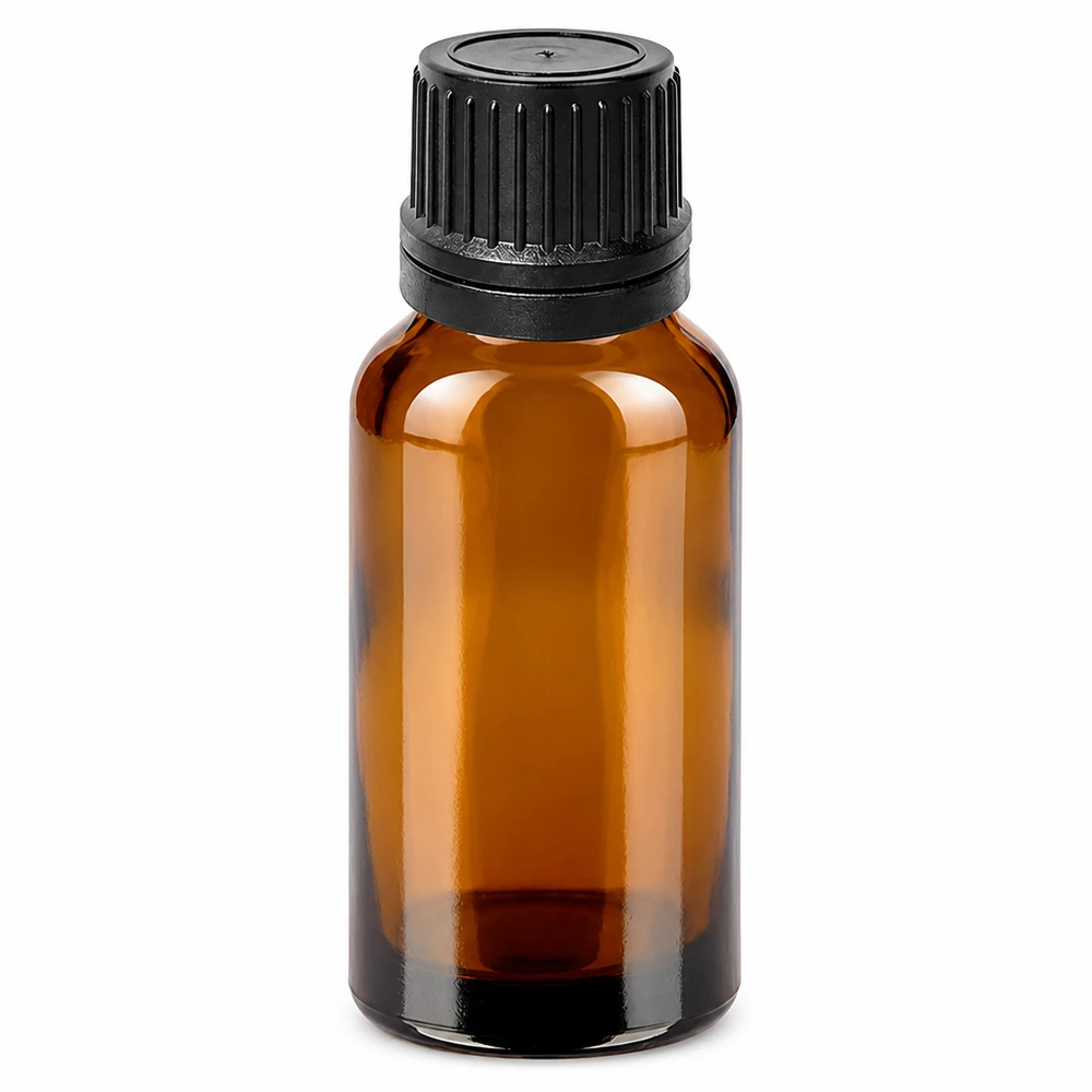 Flacone contagocce da 20 ml 1mm nero OV BrownLine UT18/20 Flacone compatto in vetro ambrato da 20 ml con contagocce, ideale per aromaterapia e oli.