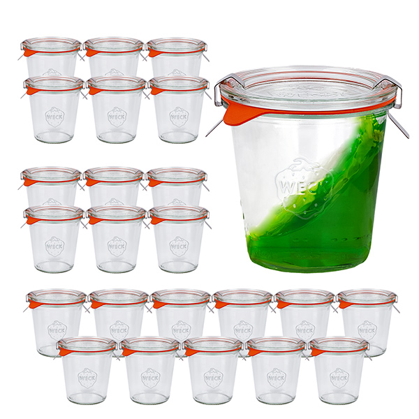 Set di 24 tumbler Weck da 290 ml, vasi da 1/5L con 24 bicchieri