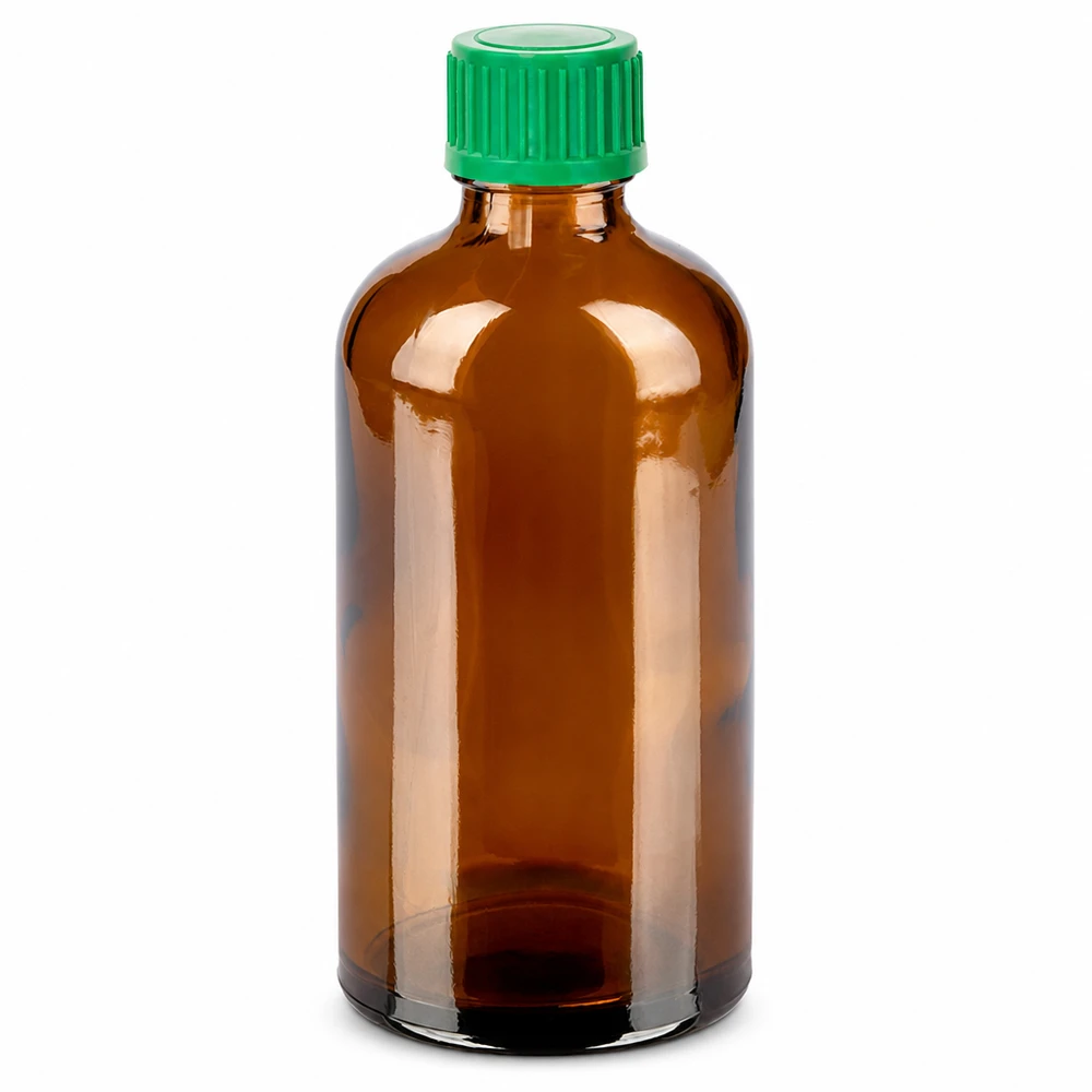Bottiglia da 100ml 11mm SV verde OV BrownLine UT18/100 Bottiglia compatta in vetro da 100 ml di colore ambrato con sistema di chiusura sicuro