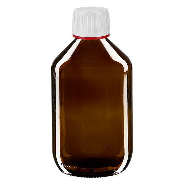 Bottiglia per medicinali da 500ml marrone, tappo bianco con originalità Bottiglia per medicinali da 500ml marrone, tappo bianco con originalità