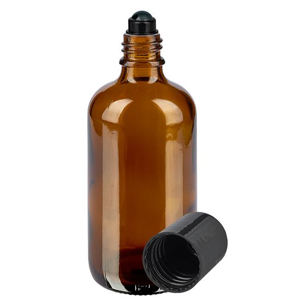 Bottiglia roll-on marrone 100ml STD nero ApoGlas Bottiglia roll-on marrone 100ml STD nero ApoGlas