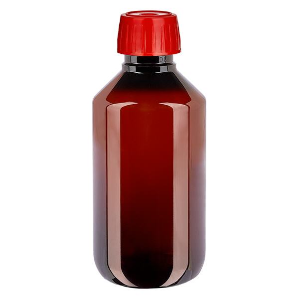 Bottiglia in PET da 200 ml con tappo a vite di degassificazione rosso Bottiglia in PET da 200 ml con tappo a vite di degassificazione rosso