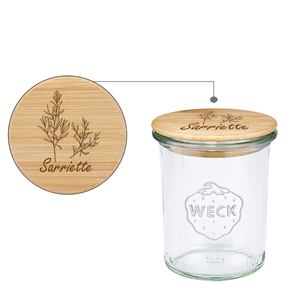 Cassetta in bois "sarriette" con verre WECK plongeant 160m Cassetta in bois "sarriette" con verre WECK plongeant 160m
