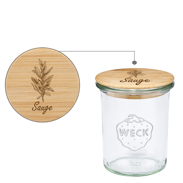 Cassettone in bois "Sauge" con bordo WECK 160ml