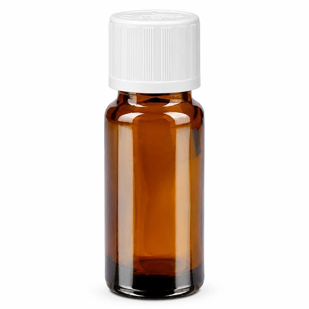 Flacone da farmacia in vetro marrone da 10 ml con tappo di sicurezza per bambini bianco da 11 mm