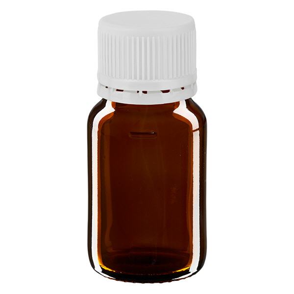 Flacone per medicinali da 30 ml marrone, tappo bianco con sigillo antimanomissione