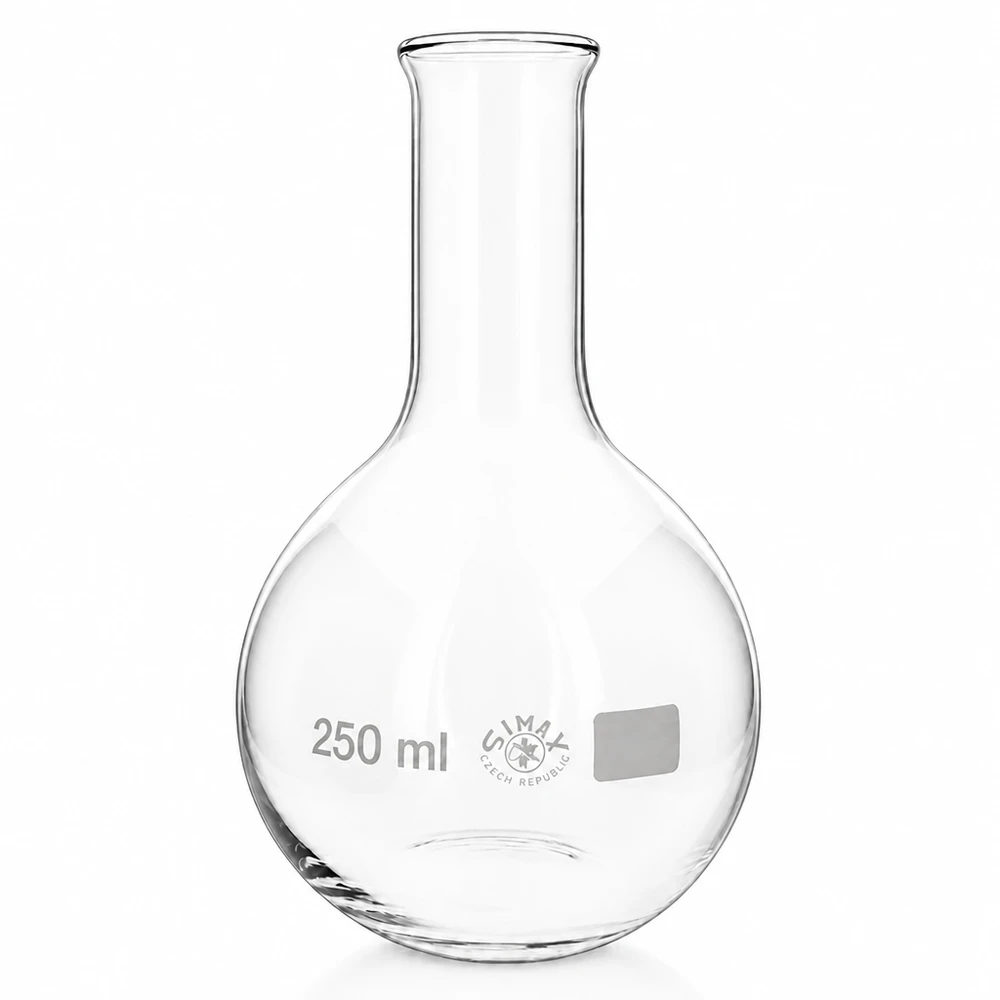 Fiaschetta a collo stretto da 250 ml in vetro resistente al calore con forma rotonda ergonomica