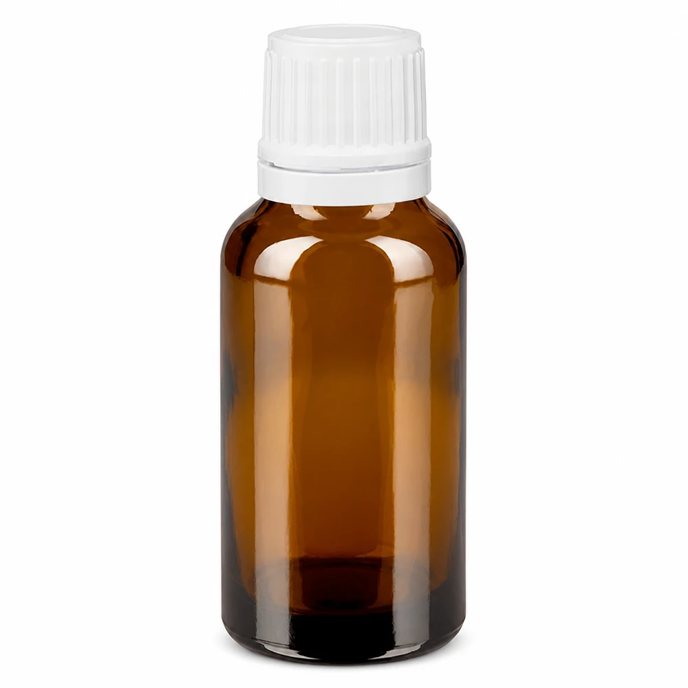 Flacone contagocce marrone da 20ml OV bianco/0,7mm ApoGlas Flacone da farmacia da 20 ml in vetro ambrato con tappo di sicurezza per bambini bianco e contagocce