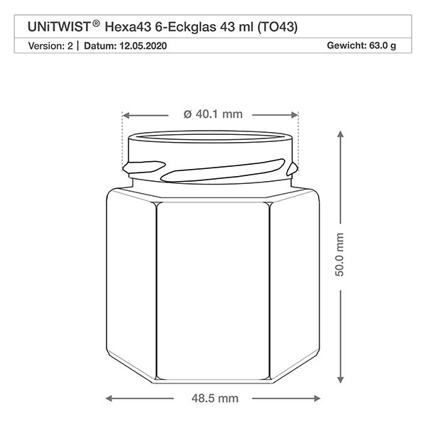 UNiTWIST Hexa47 - Vaso a 6 angoli capacità 47ml TO43 UNiTWIST Hexa47 - Vaso a 6 angoli capacità 47ml TO43