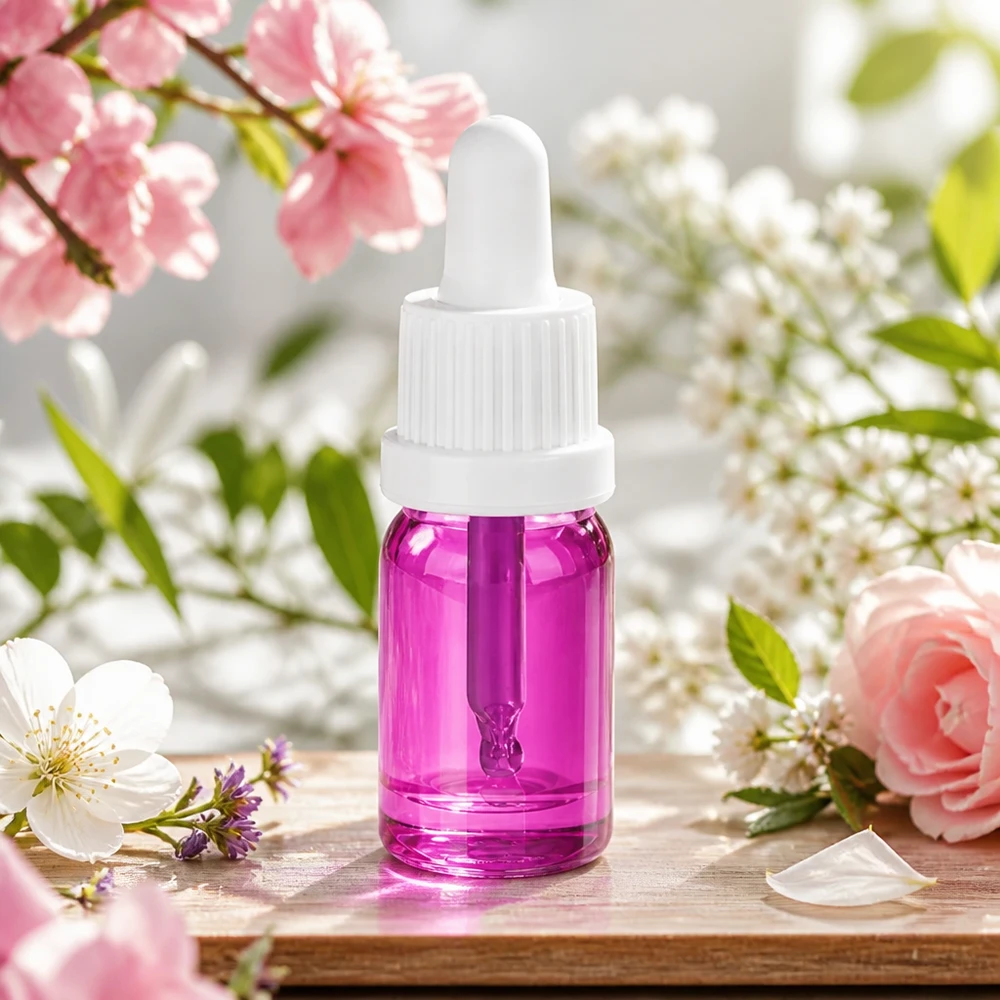 Bottiglia per pipette da 5ml bianco originalità tappo a vite PurpleLine UT18/5 Flacone cosmetico da 5 ml in vetro colorato con pipetta contagocce igienica PurpleLine design