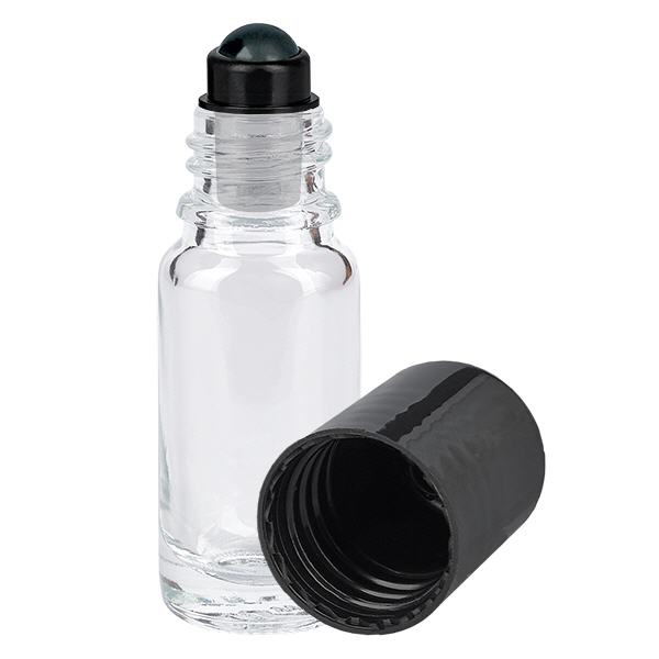 Flacone roll-on trasparente 10ml STD nero ApoGlas Flacone roll-on trasparente 10ml STD nero ApoGlas