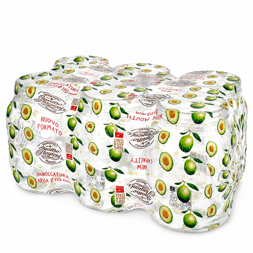 Vaso domestico "Quattro Stagioni" da 2000 ml Quattro Stagioni vaso domestico 2000ml con decorazione avocado Barattolo per conserve da cucina e da stoccaggio