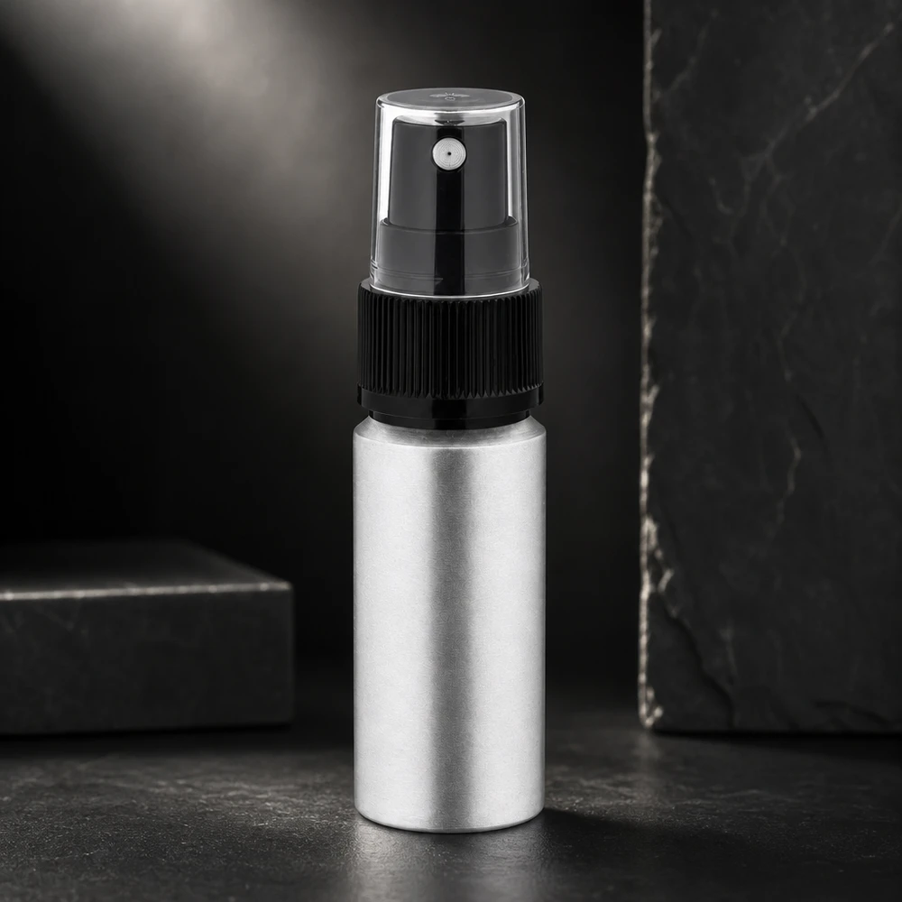 Flacone in alluminio decapato da 20 ml con nebulizzatore Flacone in alluminio da 20 ml con rivestimento anticorrosione e testina di spruzzatura di precisione