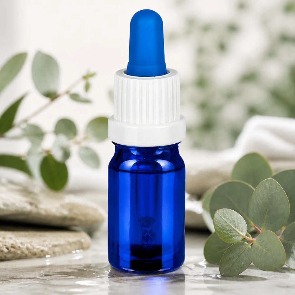 Bottiglia per pipette da 5ml bianco/blu OV BlueLine UT18/5 Bottiglia professionale con pipetta da 5 ml ideale per oli essenziali e tinture medicinali